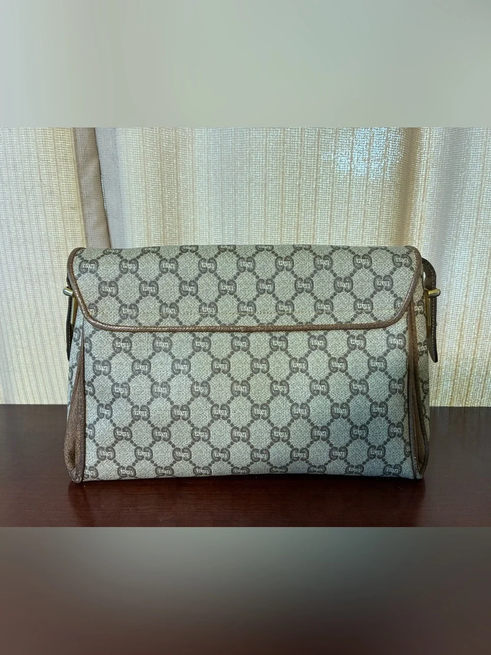 Brown Monogram Clutch with Gold-Tone Logo